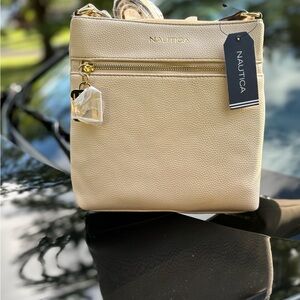 Nautica Cream Crossbody Bag with Gold-Tone Hardware